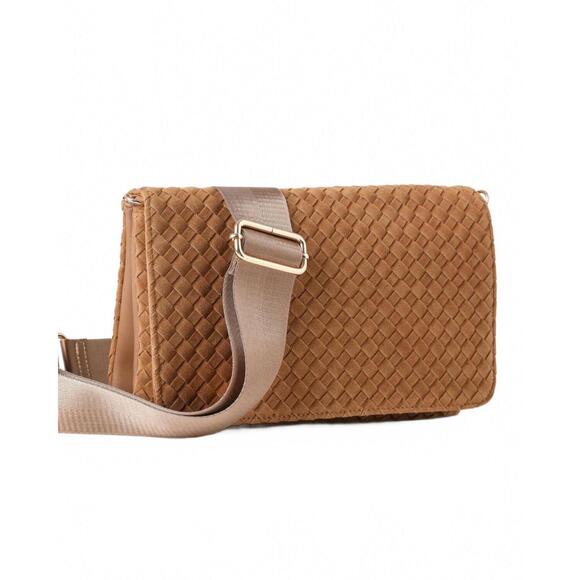 HAUTE SHORE Handbags - NEW HAUTE SHORE women's lexi woven suede crossbody bag in saddle
